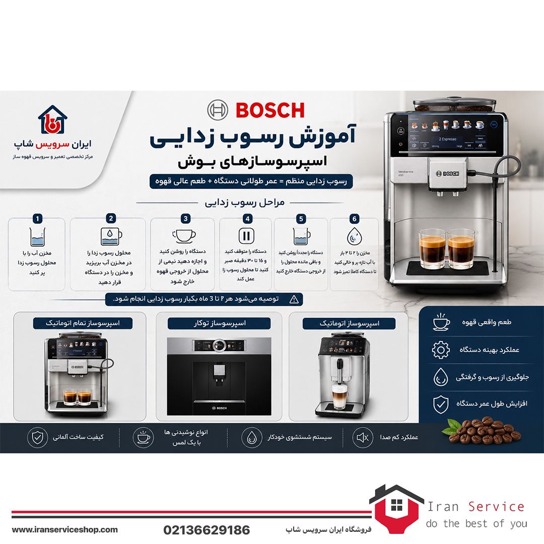 آموزش رسوب زدایی قهوه ساز بوش